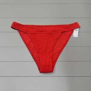 NWT Aerie Red Crinkle Textured Cheeky Bikini Bottoms, Size M
